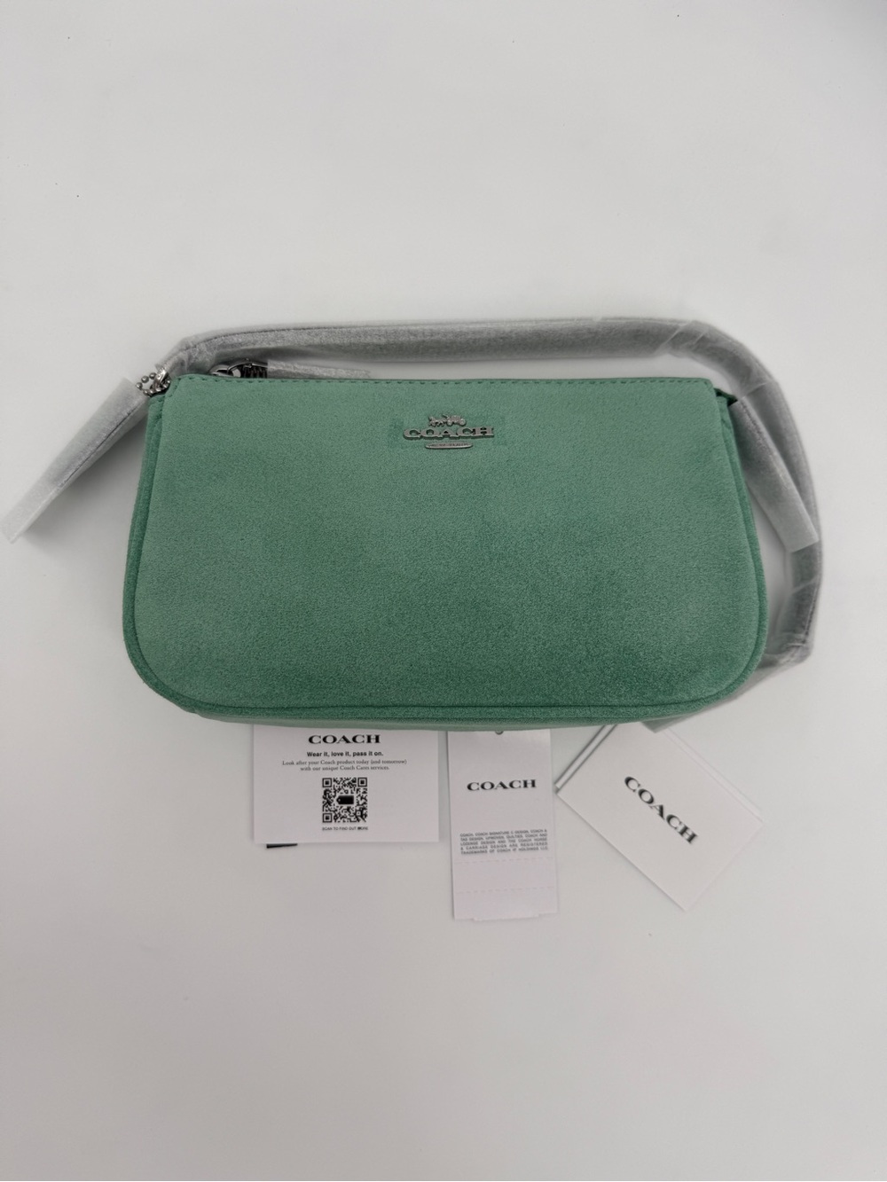 Coach Nolita 19 Suede Silver Mint Green